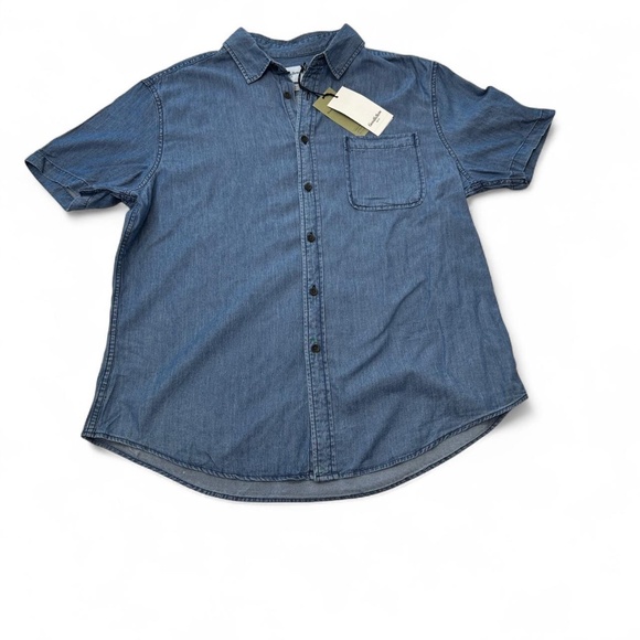 NWT Goodfellow Shirt Mens L Button Up Blue Standard Fit Cotton - Picture 1 of 5